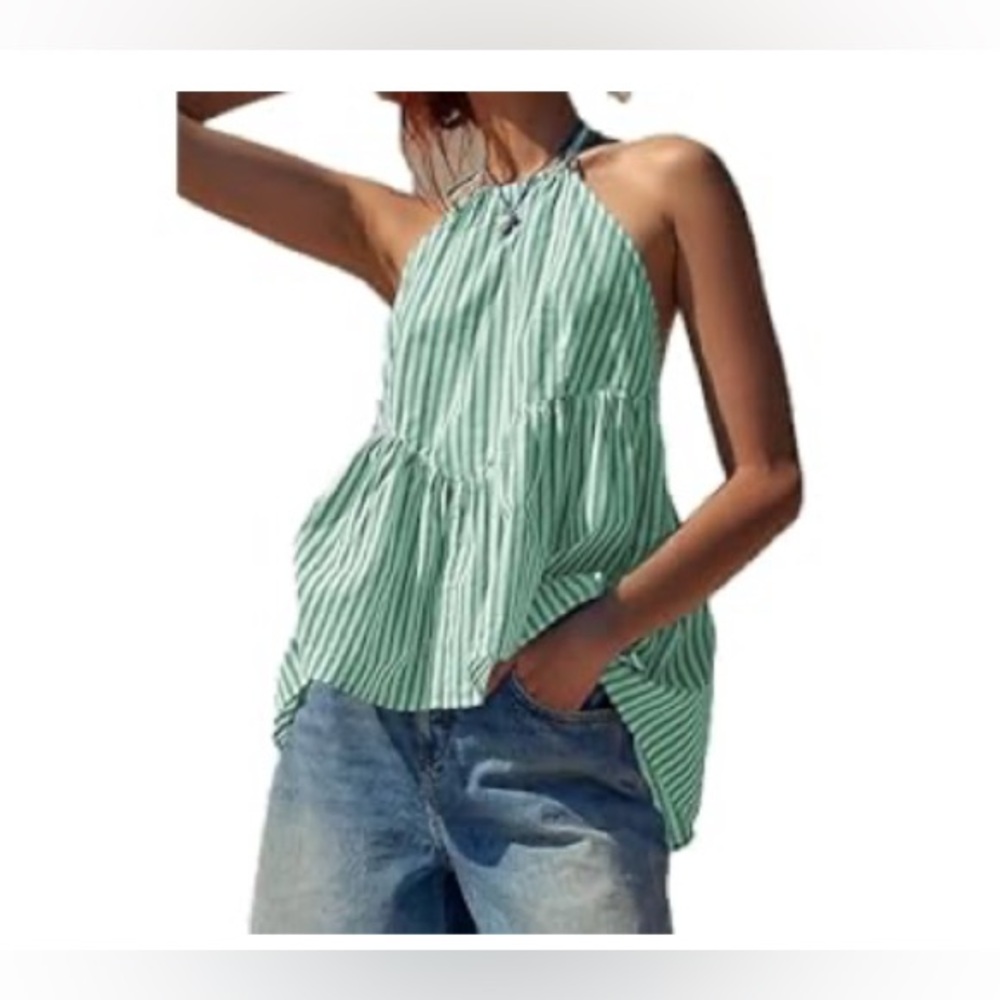 Open Back Peplum Halter